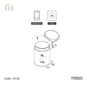 سطل زباله گرد کابینتی ملونی مدل 9130