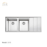 سینک ظرفشویی دو لگن استیل S-15