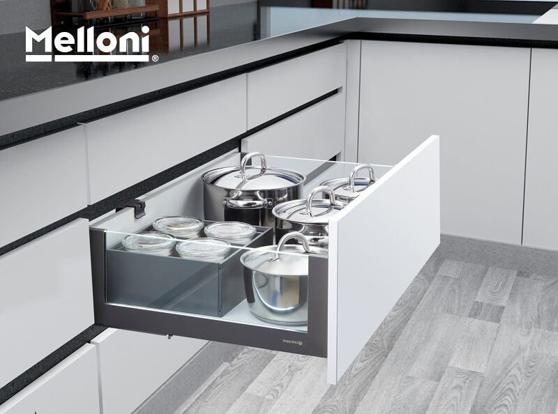 ریل کابینت ملونی (تجربه حرکت نرم و بی‌صدا در کشو)